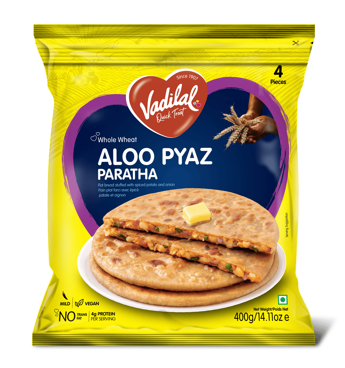 Vadilal Paratha Aloo Pyaz 400g 4pcs