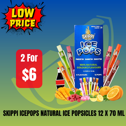 Skippi Icepops Natural Ice Popsicles 12 x 70ml