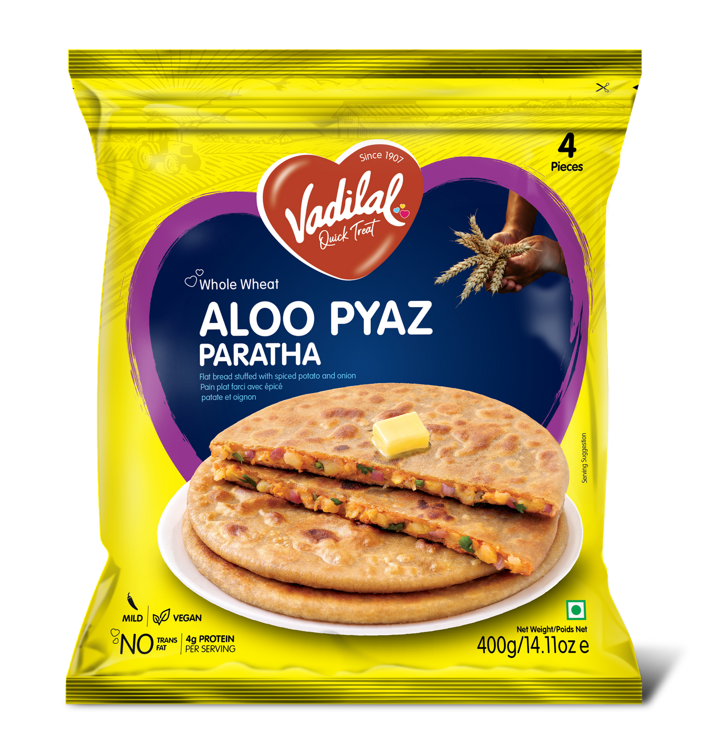 Vadilal Paratha Aloo Pyaz 400g 4pcs